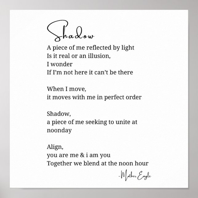 SchattenSelbstreflexion Ermutigung Inspirationsged Poster (Vorne)