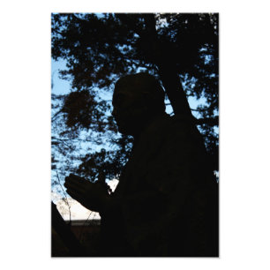 Schattensilhouette einer Statue im Chion-in-Tempel Fotodruck