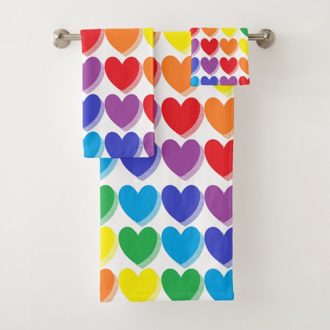 Schattierte Regenbogen-Herzen Badhandtuch Set (Insitu)
