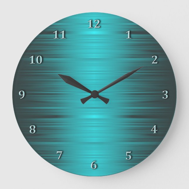 Schattierte Türkis-Aqua-Wanduhr Große Wanduhr (Vorderseite)