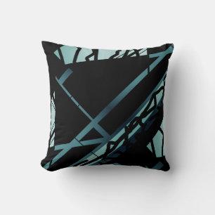 Schattiertes Aquamarines Abstraktes Kunstdesign au Kissen