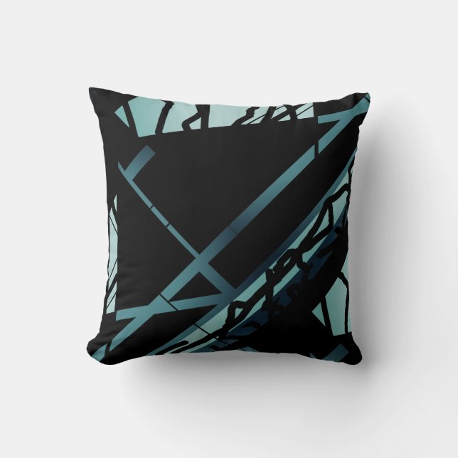 Schattiertes Aquamarines Abstraktes Kunstdesign au Kissen (Vorderseite)