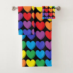 Schattiertes Regenbogen-Schwarz Badhandtuch Set