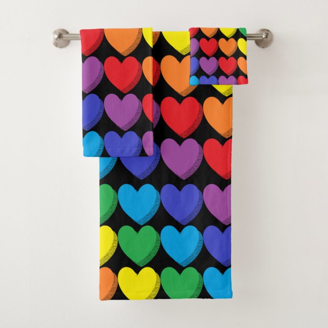 Schattiertes Regenbogen-Schwarz Badhandtuch Set (Insitu)