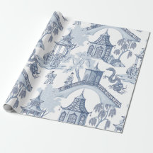 Schattierungen der blauen Pagode Chinoiserie Muste
