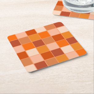 Schattierungen der Orangen Quadrate Rechteckiger Pappuntersetzer