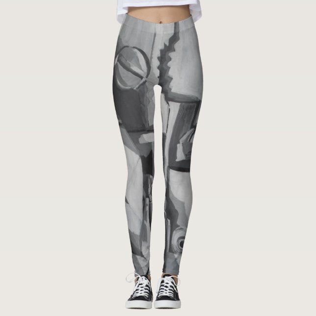 Schattierungen des grauen Designers Leggings (Vorderseite)