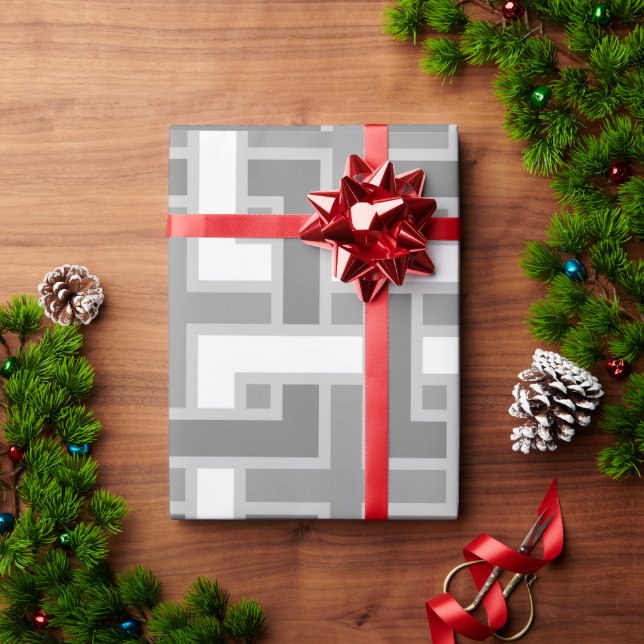 Schattierungen des grauen MCM Mitte Jahrhundert Ab Geschenkpapier (Feiertagsgeschenk)