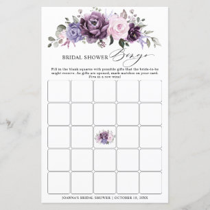 Schattierungen des Lila Blooms Brautparty Bingo