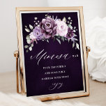 Schattierungen des Lila Brautparty Mimosa Bar Poster<br><div class="desc">Das elegante und moderne Blumenschild mimosa im Mittelsommer zeigt ein Bouquet von Rose in Aquarelltönen in lila Pflaumen, staubige Rose, staubige Rosa, Lila, Salbei mit üppig grünen botanischen Blätter und Eukalyptus. Weitere passende Designs und Variationen finden Sie in meinem "Blitzweddingpaperie" Shop. Und zögern Sie nicht, mich für weitere Anpassungen oder...</div>