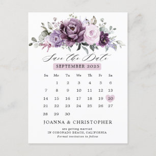 Schattierungen des Lila Kalenders Save the Date Postkarte