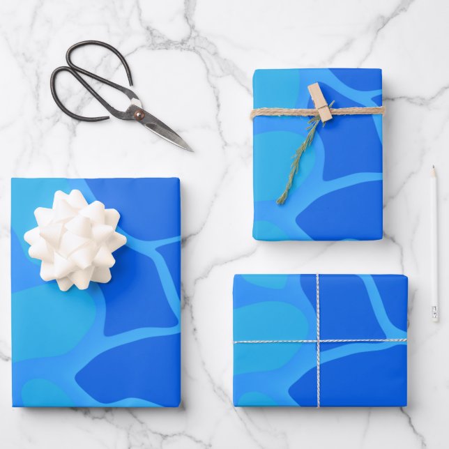 Schattierungen für blaues glänzendes Umschlagpapie Geschenkpapier Set (Vorderseite)