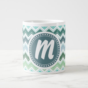 Schattierungen grüner, eleganter Zickzack Muster Jumbo-Tasse