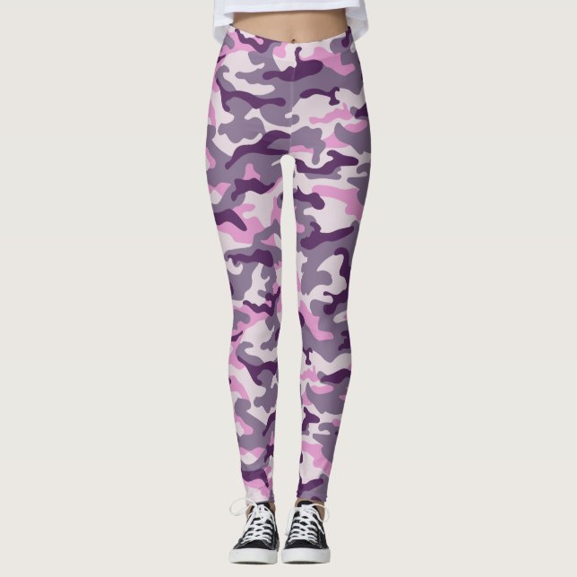 Schattierungen im rosa Camouflage-Stil Leggings (Vorderseite)