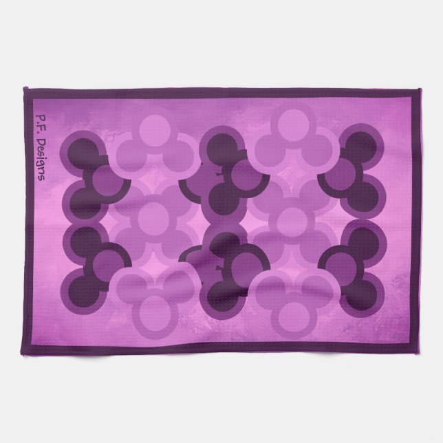 Schattierungen Lila Abstrakter geometrischer Kreis Geschirrtuch (Horizontal)