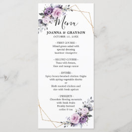 Schattierungen Lila Blooms Geometrische Hochzeiten Menükarte