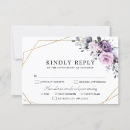 Schattierungen Lila Blooms Geometrische Hochzeitss RSVP Karte