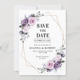Schattierungen Lila Blooms Geometrisches Hochzeits Save The Date