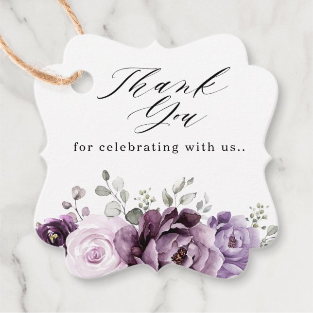 Schattierungen Lila Blooms Hochzeit Vielen Dank Geschenkanhänger (Vorderseite)