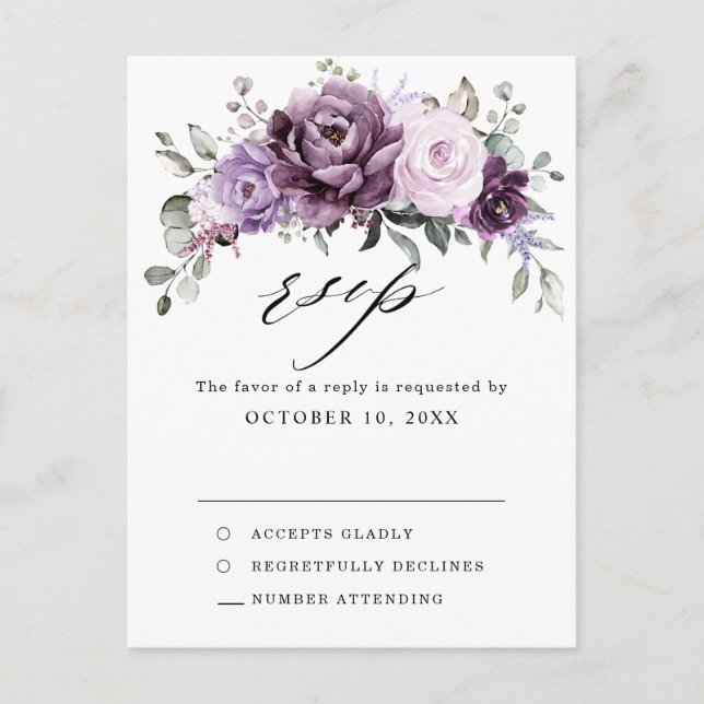 Schattierungen Lila Blooms Moody Floral UAWG Postkarte (Vorderseite)