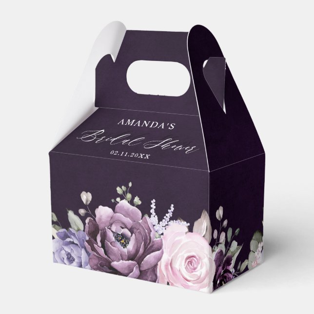 Schattierungen Lila Blüten Blumenmuster Brautparty Geschenkschachtel (Rückseite)