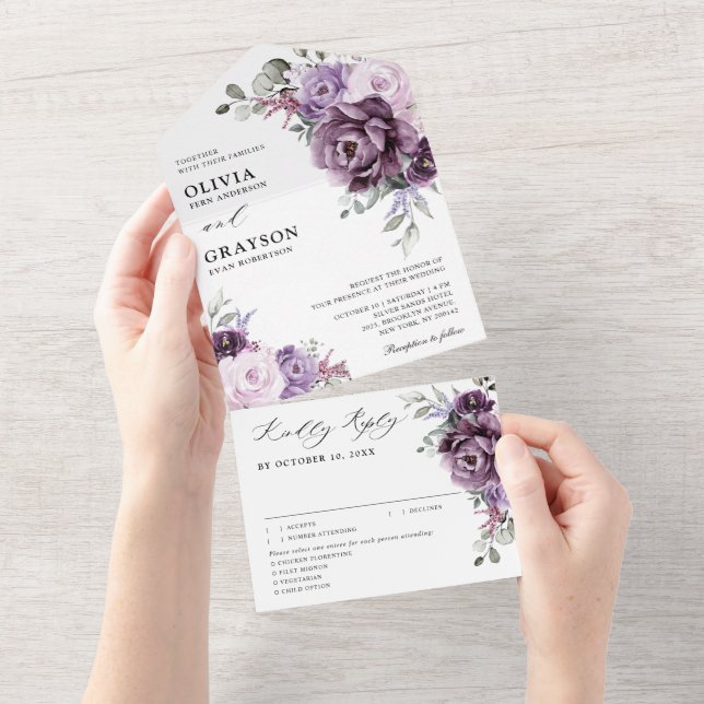 Schattierungen Lila blutiger blutiger Hochzeiten All In One Einladung (Abreißen)