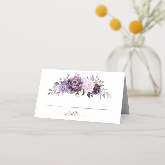 Schattierungen Lila blutiger blutiger Hochzeiten Platzkarte (Vorderseite)