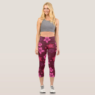 Schattierungen rosa hawaiianischer Print-Yoga-Legg Capri Leggings