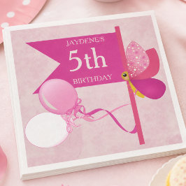 Schattierungen Rosa Schmetterling Mit Ballons Serviette