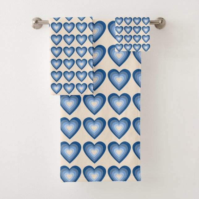 Schattierungen von blauen Herzen Badhandtuch Set (Insitu)