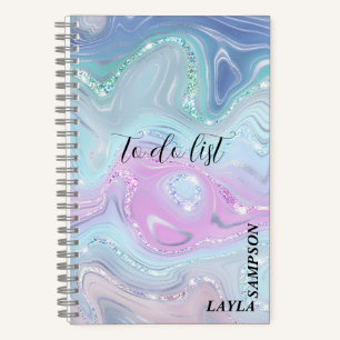 Schattierungen von blauen und Lila Wirbel mit Glit Notizbuch
