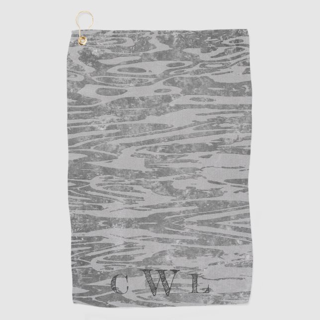 Schattierungen von grauem Holz-Grain-Muster Golfhandtuch (Vorderseite)