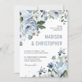 Schattierungen von Gray Dusty Blue Winter Rustikal Einladung