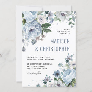 Schattierungen von Gray Dusty Blue Winter Rustikal Einladung