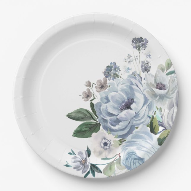 Schattierungen von Gray Dusty Blue Winter Rustikal Pappteller (Vorderseite)