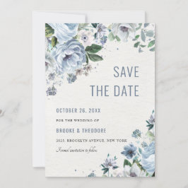Schattierungen von Gray Dusty Blue Winter Rustikal Save The Date