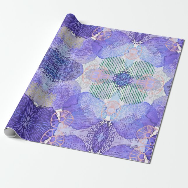 Schattierungen von Lavendel und grünen Abstrakten  Geschenkpapier (Ungerollt)