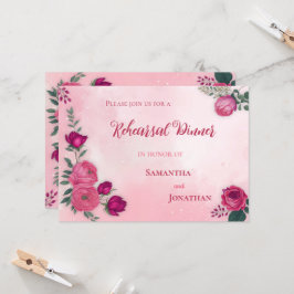 Schattierungen von Magenta Rosa Modernes Abendesse Einladung
