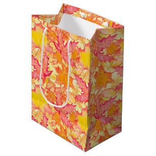 SCHATTIERUNGEN VON ORANGE & GELB & ROTEN HERBSTBLÄ MITTLERE GESCHENKTÜTE
