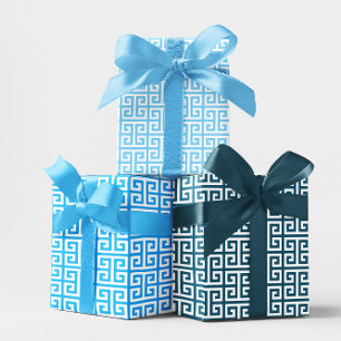 Schattierungen von Ozeanblau Griechischer Schlüsse Geschenkpapier Set