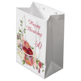 Schattierungen von Pink White Peony Blume Happy Bi Mittlere Geschenktüte