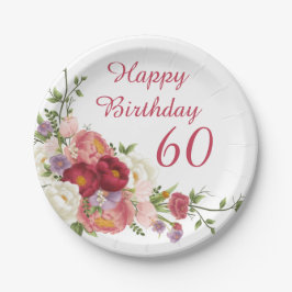 Schattierungen von Pink White Peony Blume Happy Bi Pappteller