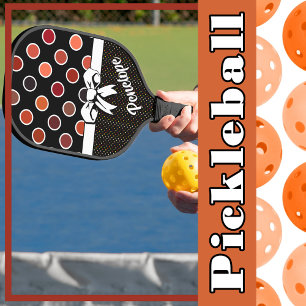 Schattierungen von roten Polka-Punkten auf Schwarz Pickleball Schläger