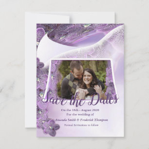 Schattierungen von violetten Purpurorchideen Save The Date