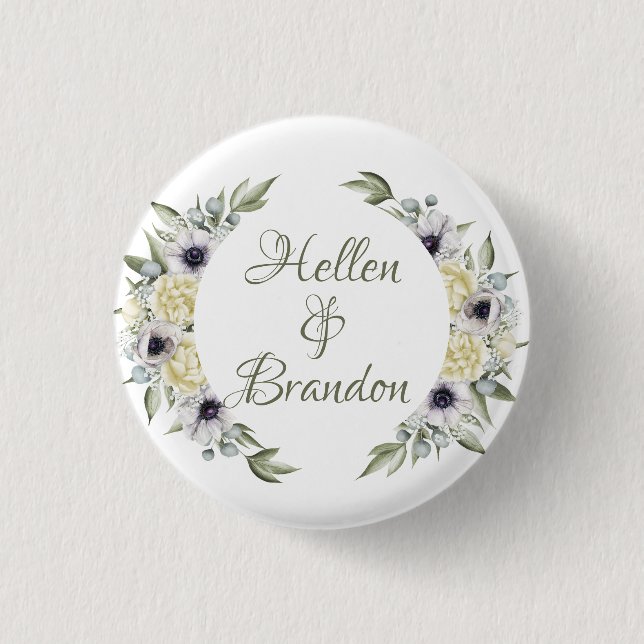 Schattige Blume Kränrahmen Button (Vorderseite)