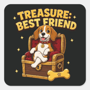 Schatz Best Friend Beagle Hund Quadratischer Aufkleber