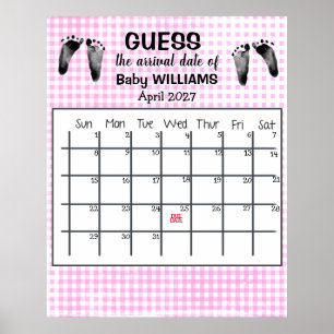 Schätz den Geburtstermin Kalender Baby Fußabdrücke Poster