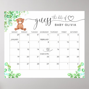 Schätz den Geburtstermin-Kalender-Bär-Plakat Poster