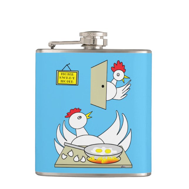 Schatz, ich bin Zuhause Chickens Flachmann (Vorderseite)
