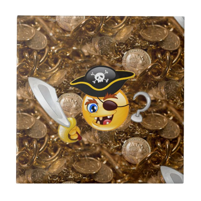 Schatz Pirate Emoji Fliese (Vorderseite)